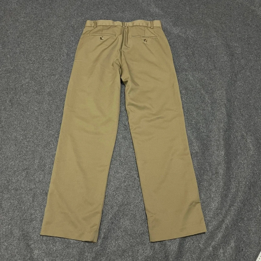 Van Heusen Traveler Pants Mens 30x30 Khaki Tan Flat Front Dress Chinos Straight